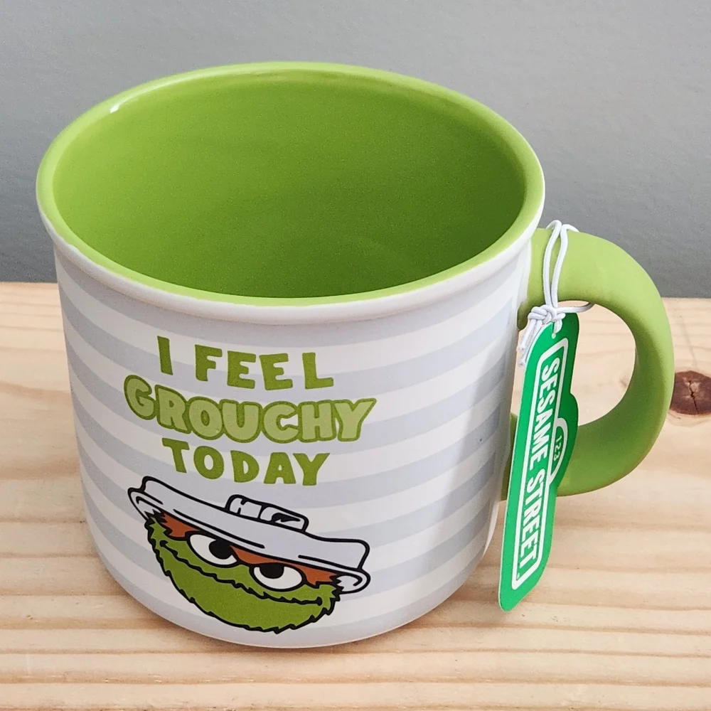 Sesame Street Oscsr the Grouch "I Feel Grouchy Today" Soft Touch Ceramic Mug NWT - Picture 5 of 12